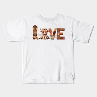 My Highland Cow Is My Valentine Kids T-Shirt